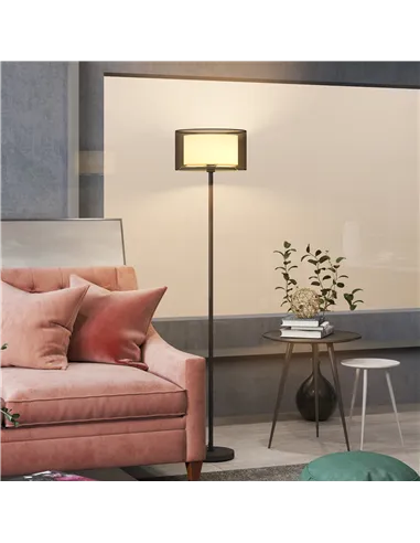 HOMCOM Floor Lamp for Living Room, Modern Standing Lamp with Double Layer Shade & Foot Switch, Minimalist Tall Pole Lampshade fo