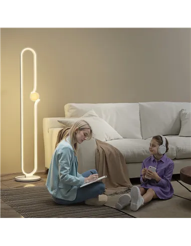 HOMCOM LED Floor Lamp, Dimmable Floor Standing Lamp with Glass Night Light, Foot Switch for Living Room, Bedroom, Office, White