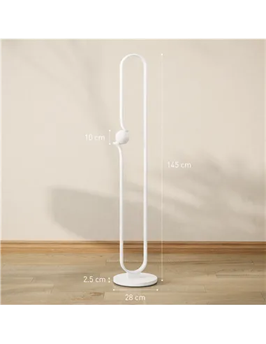 HOMCOM LED Floor Lamp, Dimmable Floor Standing Lamp with Glass Night Light, Foot Switch for Living Room, Bedroom, Office, White