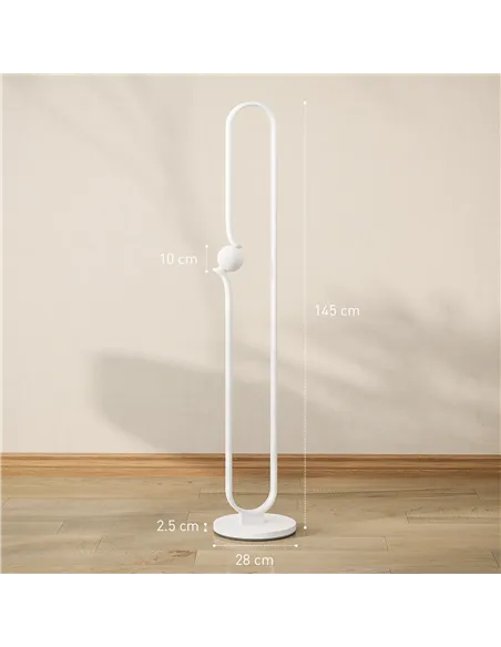HOMCOM LED Floor Lamp, Dimmable Floor Standing Lamp with Glass Night Light, Foot Switch for Living Room, Bedroom, Office, White