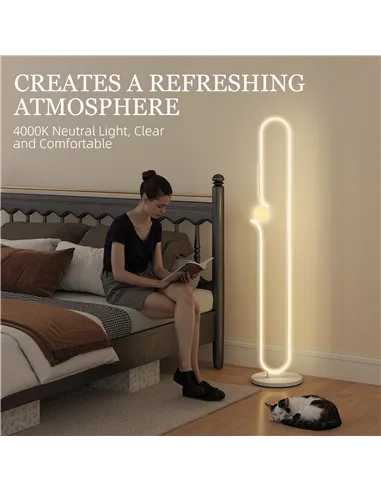 HOMCOM LED Floor Lamp, Dimmable Floor Standing Lamp with Glass Night Light, Foot Switch for Living Room, Bedroom, Office, White