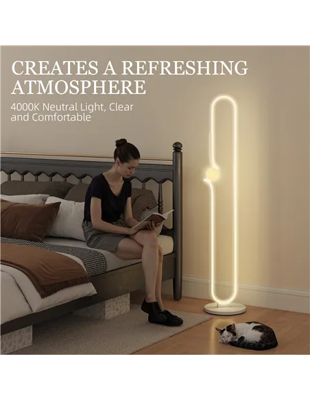 HOMCOM LED Floor Lamp, Dimmable Floor Standing Lamp with Glass Night Light, Foot Switch for Living Room, Bedroom, Office, White