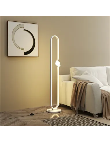 HOMCOM LED Floor Lamp, Dimmable Floor Standing Lamp with Glass Night Light, Foot Switch for Living Room, Bedroom, Office, White