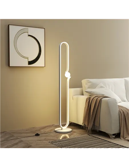 HOMCOM LED Floor Lamp, Dimmable Floor Standing Lamp with Glass Night Light, Foot Switch for Living Room, Bedroom, Office, White