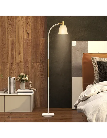 HOMCOM Floor Lamp for Living Room, Spotlight Reading Standing Lamp with Adjustable Height, Rocker on/off Switch, Indoor Task Lig