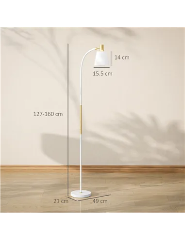 HOMCOM Floor Lamp for Living Room, Spotlight Reading Standing Lamp with Adjustable Height, Rocker on/off Switch, Indoor Task Lig