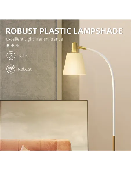 HOMCOM Floor Lamp for Living Room, Spotlight Reading Standing Lamp with Adjustable Height, Rocker on/off Switch, Indoor Task Lig