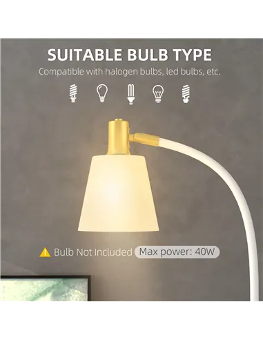 HOMCOM Floor Lamp for Living Room, Spotlight Reading Standing Lamp with Adjustable Height, Rocker on/off Switch, Indoor Task Lig