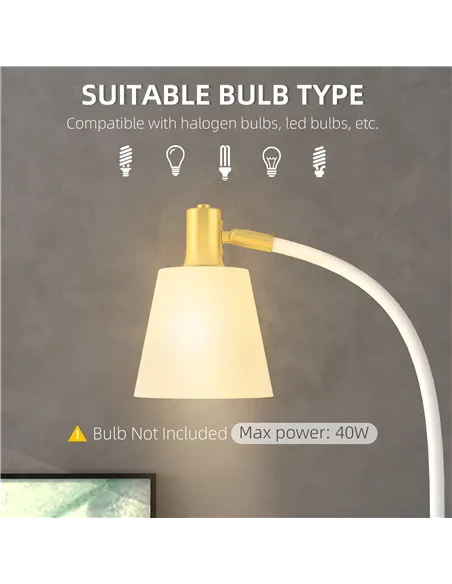 HOMCOM Floor Lamp for Living Room, Spotlight Reading Standing Lamp with Adjustable Height, Rocker on/off Switch, Indoor Task Lig