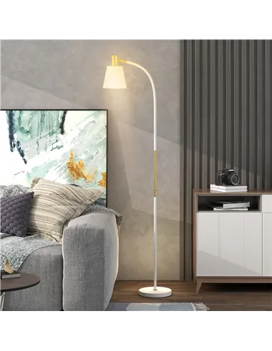 HOMCOM Floor Lamp for Living Room, Spotlight Reading Standing Lamp with Adjustable Height, Rocker on/off Switch, Indoor Task Lig