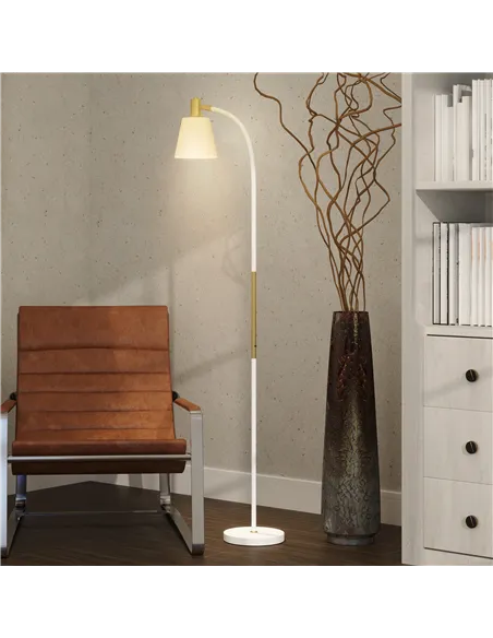 HOMCOM Floor Lamp for Living Room, Spotlight Reading Standing Lamp with Adjustable Height, Rocker on/off Switch, Indoor Task Lig