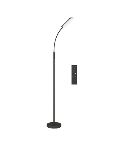 HOMCOM LED Floor Lamp, Standing Lamp with Remote & Touch Control, Stepless Dimmable Colours Temperature & Brightness, 360° Adjus