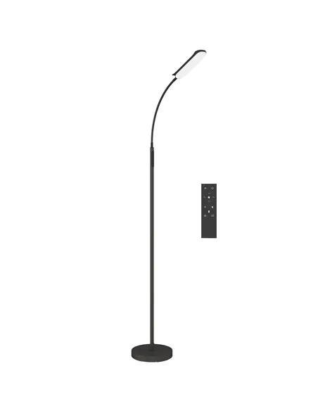 HOMCOM LED Floor Lamp, Standing Lamp with Remote & Touch Control, Stepless Dimmable Colours Temperature & Brightness, 360° Adjus