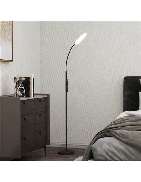 HOMCOM LED Floor Lamp, Standing Lamp with Remote & Touch Control, Stepless Dimmable Colours Temperature & Brightness, 360° Adjus