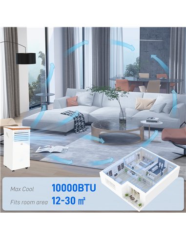 HOMCOM Portable Air Conditioner 10000 BTU, 4-in-1 Mobile Air Conditioning Unit with Cooling, Fan, Dehumidifier & Sleep Mode, LED