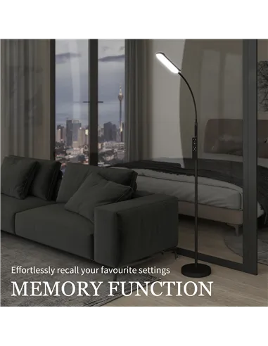HOMCOM LED Floor Lamp, Standing Lamp with Remote & Touch Control, Stepless Dimmable Colours Temperature & Brightness, 360° Adjus