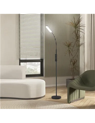 HOMCOM LED Floor Lamp, Standing Lamp with Remote & Touch Control, Stepless Dimmable Colours Temperature & Brightness, 360° Adjus