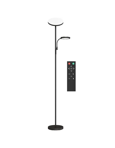 HOMCOM LED Floor Lamp for Living Room, Stepless Dimmable Standing Lamp, Mother and Child Uplighter with Reading Light, 4 Scene M