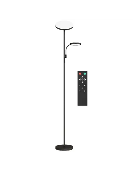 HOMCOM LED Floor Lamp for Living Room, Stepless Dimmable Standing Lamp, Mother and Child Uplighter with Reading Light, 4 Scene M