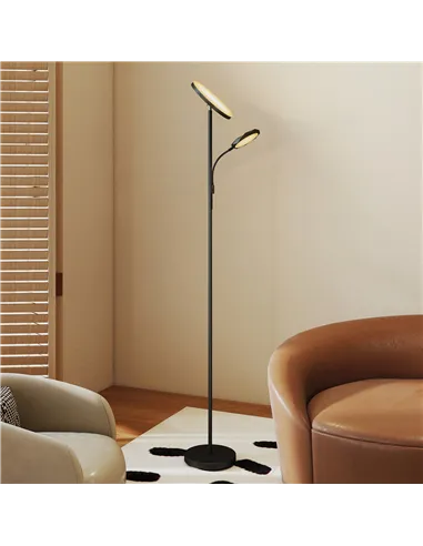 HOMCOM LED Floor Lamp for Living Room, Stepless Dimmable Standing Lamp, Mother and Child Uplighter with Reading Light, 4 Scene M