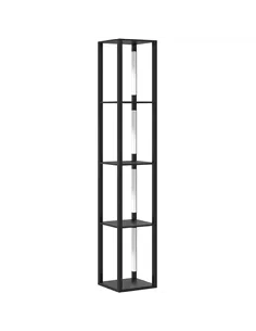 HOMCOM LED Floor Lamp with Shelves, Modern Dimmable Standing Lamp with 3 Brightness Levels and Foot Switch for Living Room, Bedr
