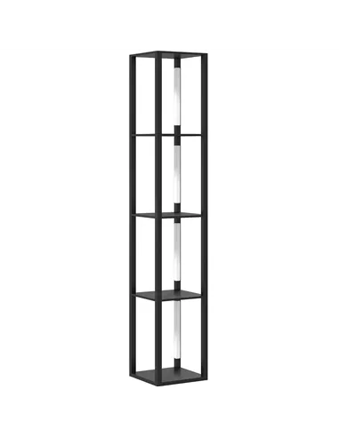 HOMCOM LED Floor Lamp with Shelves, Modern Dimmable Standing Lamp with 3 Brightness Levels and Foot Switch for Living Room, Bedr