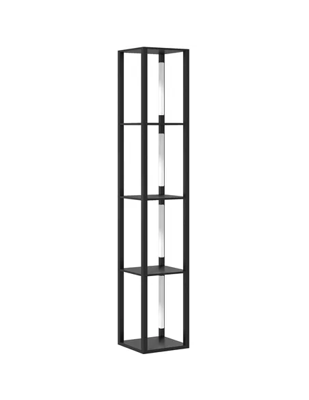 HOMCOM LED Floor Lamp with Shelves, Modern Dimmable Standing Lamp with 3 Brightness Levels and Foot Switch for Living Room, Bedr