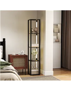 HOMCOM LED Floor Lamp with Shelves, Modern Dimmable Standing Lamp with 3 Brightness Levels and Foot Switch for Living Room, Bedr 2