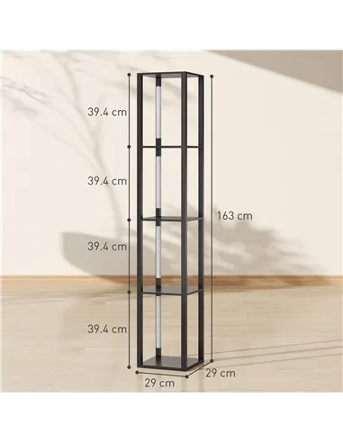 HOMCOM LED Floor Lamp with Shelves, Modern Dimmable Standing Lamp with 3 Brightness Levels and Foot Switch for Living Room, Bedr