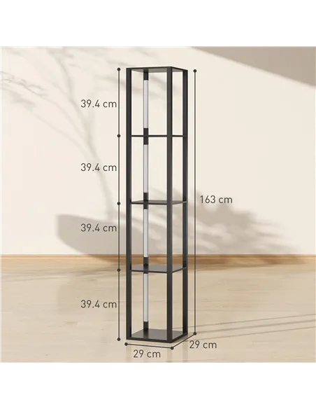 HOMCOM LED Floor Lamp with Shelves, Modern Dimmable Standing Lamp with 3 Brightness Levels and Foot Switch for Living Room, Bedr