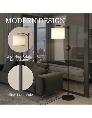 HOMCOM LED Floor Lamp, Stepless Dimmable Reading Standing Lamp with Magnetic Remote Control and 11 Colours Temperature & 11 Brig