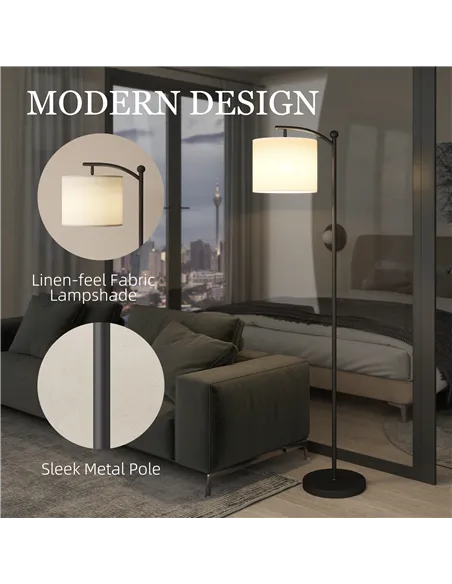 HOMCOM LED Floor Lamp, Stepless Dimmable Reading Standing Lamp with Magnetic Remote Control and 11 Colours Temperature & 11 Brig