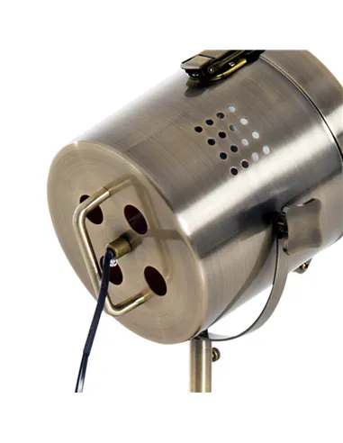 HOMCOM Vintage Tripod Table Desk Lamp Bedside Light Spotlight Brass Antique Searchlight Wooden Base