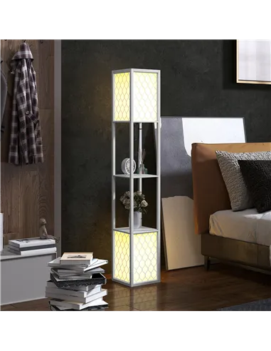 HOMCOM Duo Light Floor Shelves - White