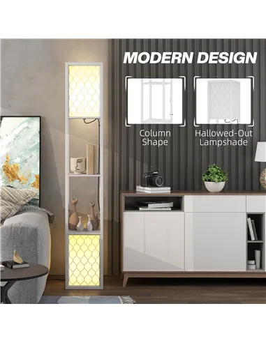 HOMCOM Duo Light Floor Shelves - White