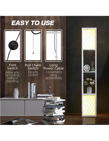 HOMCOM Duo Light Floor Shelves - White