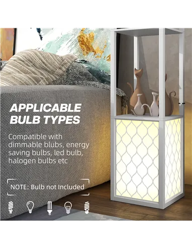 HOMCOM Duo Light Floor Shelves - White