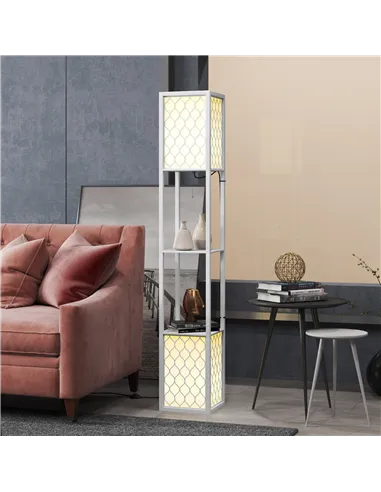 HOMCOM Duo Light Floor Shelves - White