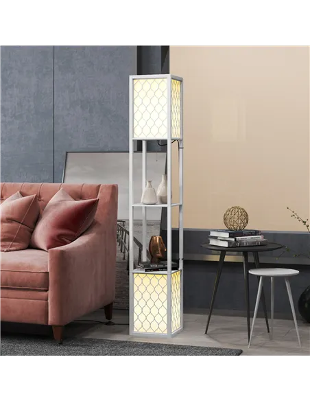 HOMCOM Duo Light Floor Shelves - White
