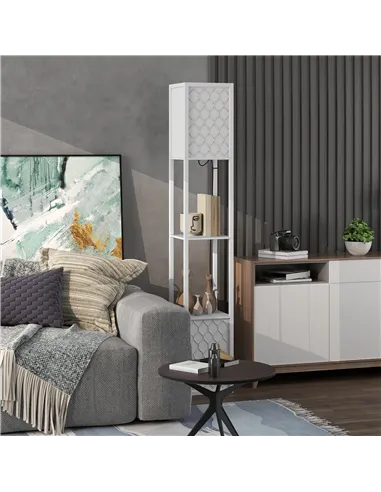 HOMCOM Duo Light Floor Shelves - White