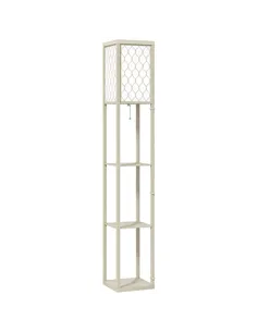 HOMCOM Three-Shelf Standing Lamp - Oak/White