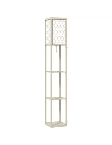 HOMCOM Three-Shelf Standing Lamp - Oak/White