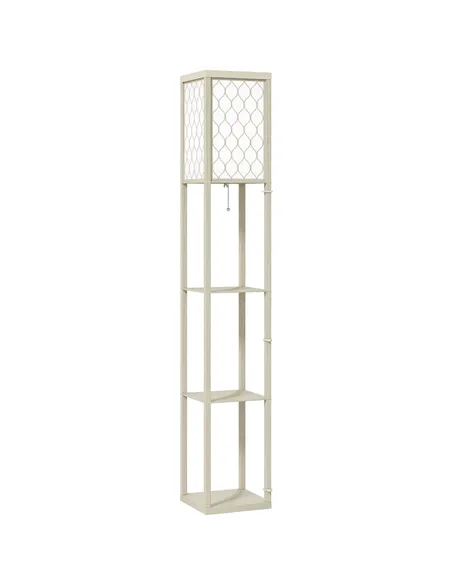 HOMCOM Three-Shelf Standing Lamp - Oak/White