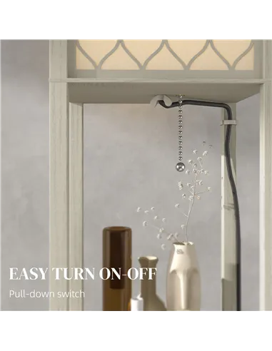 HOMCOM Three-Shelf Standing Lamp - Oak/White