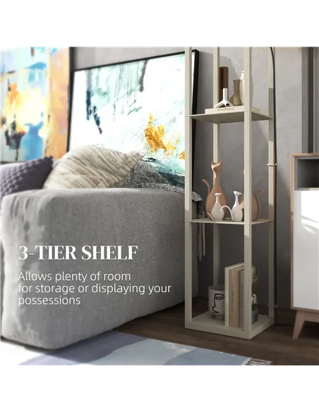 HOMCOM Three-Shelf Standing Lamp - Oak/White
