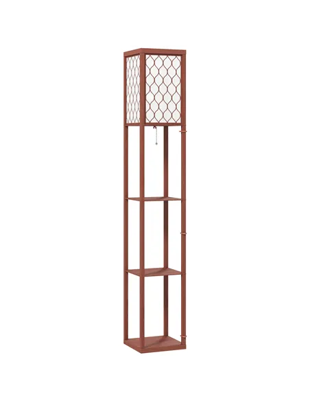 HOMCOM Three-Shelf Standing Lamp - Brown/White