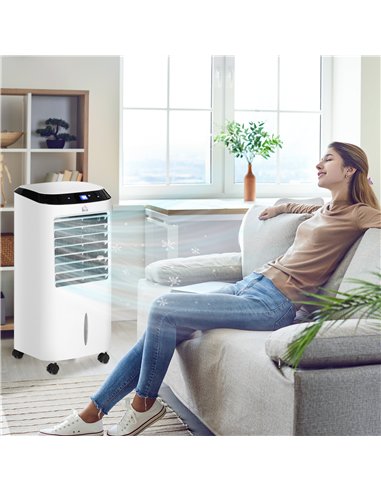 HOMCOM Portable Air Cooler, Evaporative Anion Ice Cooling Fan Water Conditioner Humidifier Unit with 10L Water Tank, 3 Modes, 3 