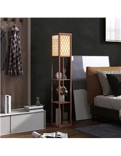 HOMCOM Three-Shelf Standing Lamp - Brown/White 2