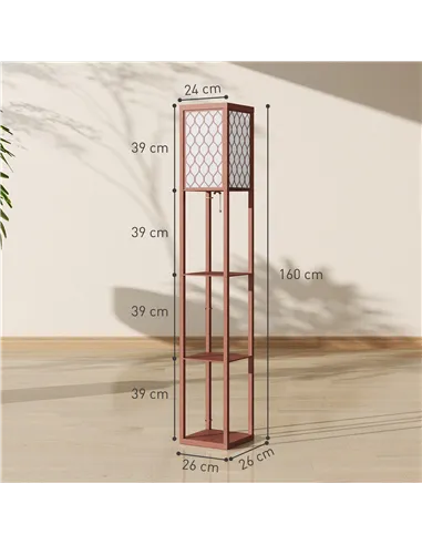 HOMCOM Three-Shelf Standing Lamp - Brown/White