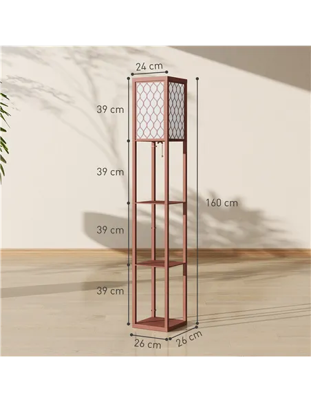 HOMCOM Three-Shelf Standing Lamp - Brown/White